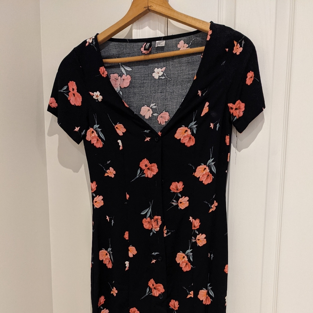 Floral H&M Midi Button Down Dress